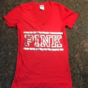 VS PINK Red V neck T-shirt